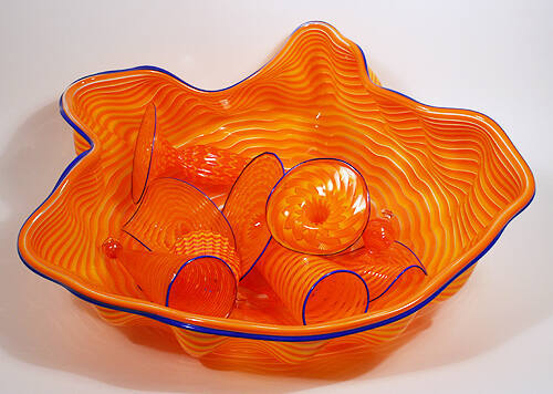 Yellow and Orange Persian Set with Cobalt Blue Lip Wrap