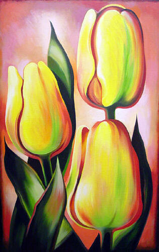 Three Yellow Tulips