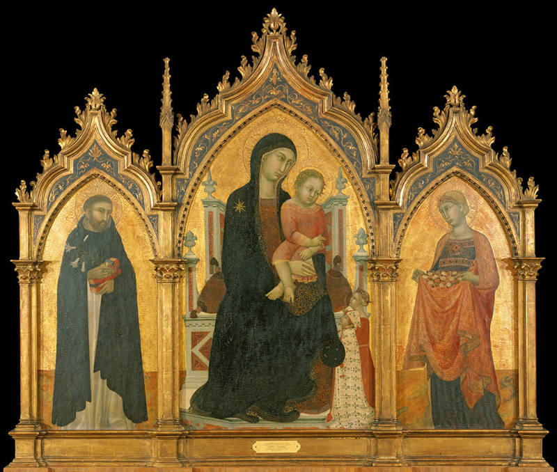 Madonna and Child Enthroned with Donors and Saints Dominic and Elizabeth of Hungary