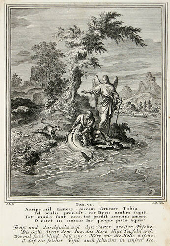 The Archangel Raphael Guides Tobias to Find the Gall of a Fish to Restore Tobit's Sight  (Tobit 6)