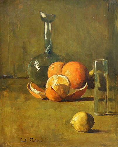 Still Life with Oranges, Lemon, Glass and Vase
