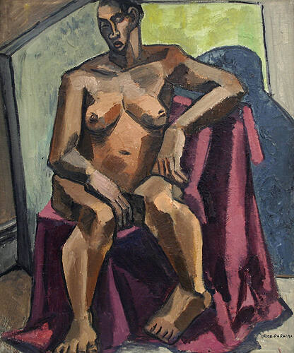 Seated Female Nude on Velvet