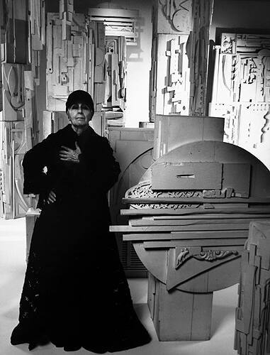Louise Nevelson at Whitney Exhibit, New York City, 1980