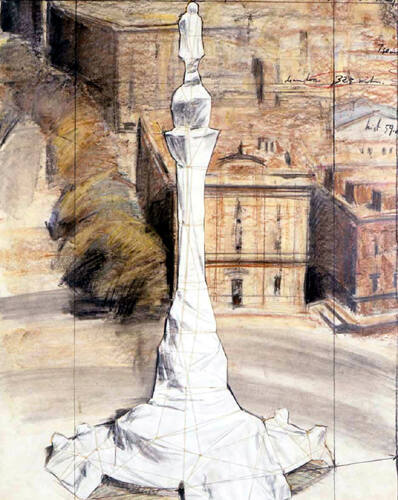 Wrapped Monument to Cristobal Colon Project for Barcelona - Plaza Porta de la Pau