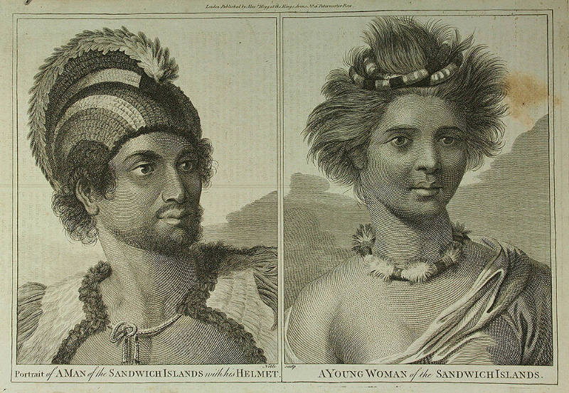 Portrait of a Man of the Sandwich Islands with His Helmet and A Young Woman of the Sandwich Islands